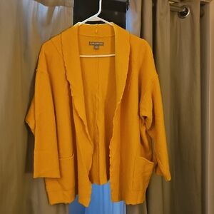 Jessica London Mustard Open-Front Cardigan Boiled Wool Blend 18/20